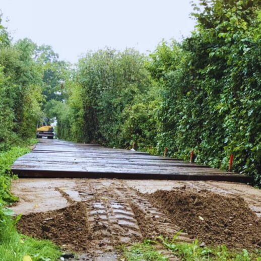 Bog mats for hire 1 draglineschotten uitgelegd